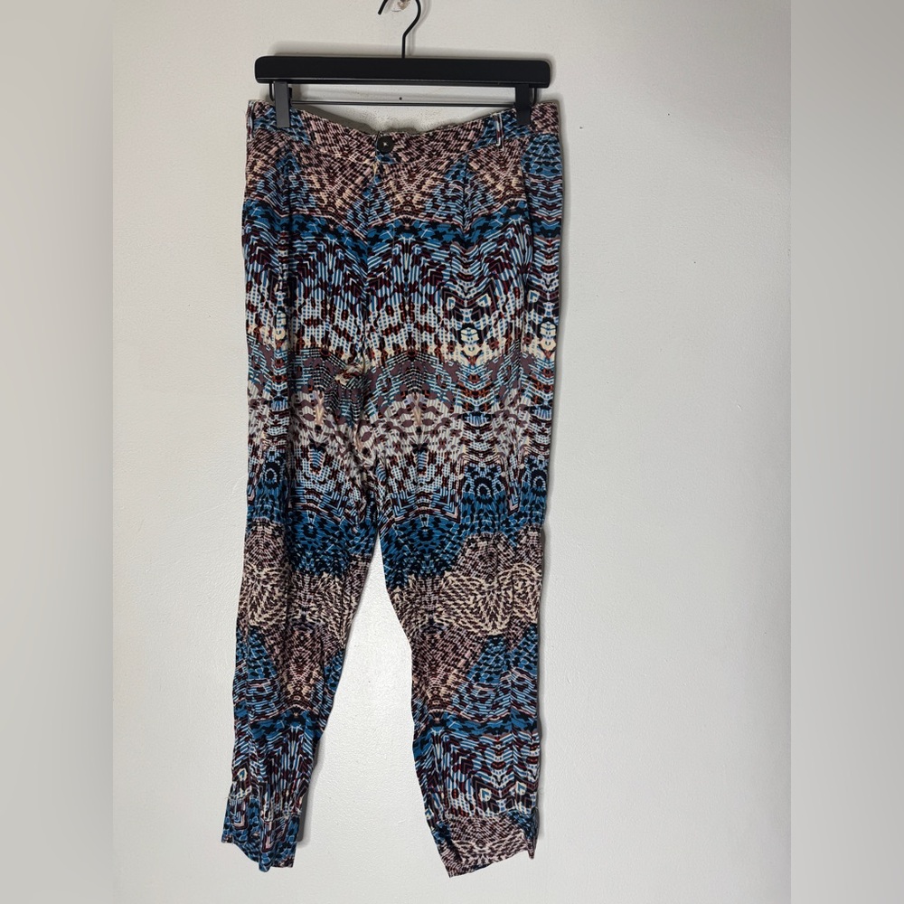 Anthropologie Elevenses Printed Boho Cuff Cropped Jogger Pants‎ Size 6